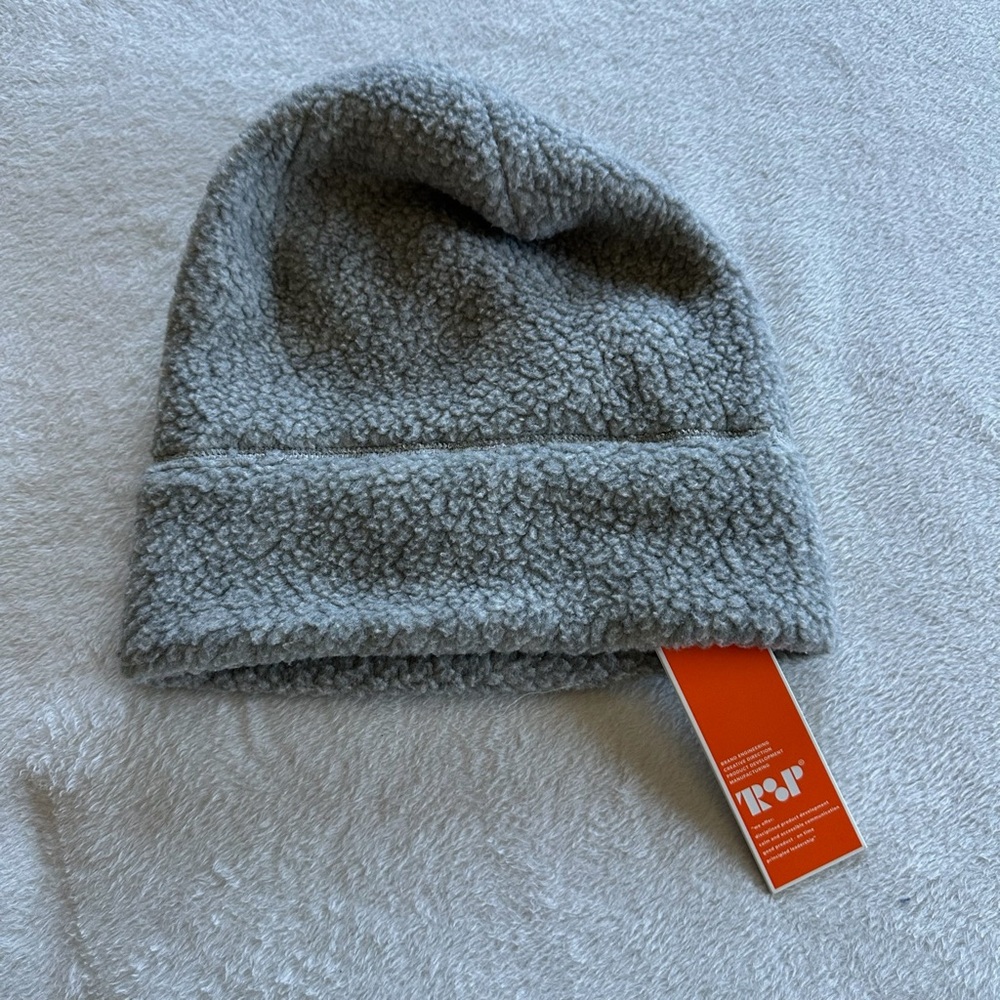 Gray Fleece Beanie Hat